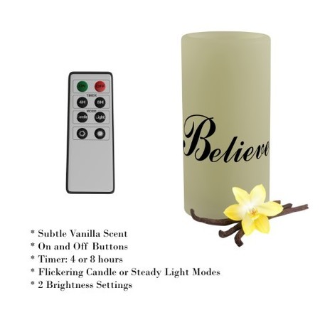 Hastings Home LED Candle with Remote Control, Vanilla Scented Wax, Flickering or Steady Flameless Pillar Light 690600VOZ